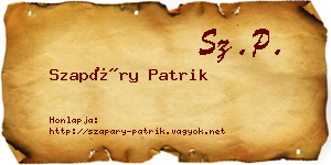 Szapáry Patrik névjegykártya