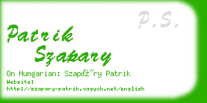 patrik szapary business card